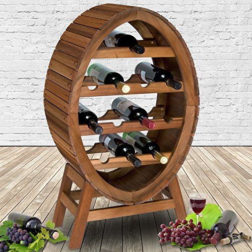 Weinregal für 12 Flaschen aus Holz im stilvollem Design Weinständer Weinfass Flaschenregal Fass Flaschenständer - 2