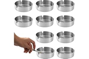 TULEBOLIAN 10 Stücke 8 Cm Aschenbecher Edelstahl,Tischplatte Aschenbecher,Moderne Tischplatte Aschenbecher,für Partys, Grillabende oder einfach für den täglichen Gebrauch, Silber