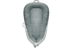 LQIKARL Baby Nest Pod Newborn Lounger, Baby Pod Reversible Soft Breathable 2-in-1 Cotton & Flannel for All-Season, Portable Adjustable Newborn Nest Pod for 0-24 Months Baby Boys Girls Grey