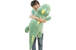 DALMAO 80cm Groß Kuscheltier Dinosaurier-Plüschtier, Lang Dinosaurier Plüsch Umarmungskissen, Lendenwirbel-Rückenkissen, Grünes Stofftier Dinosaurier-Körperkissen, Geschenk für Kinder Geburtstag, Ostern