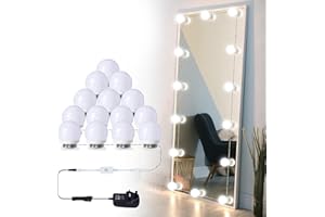 HURYEE Hollywood Style LED Vanity Mirror Lights Kit with Dimmable Light Bulbs, Stick on Lighting Fixture Strip for Makeup Vanity Table & Dressing Room/Bathroom Mirror (14-Bulbs)
