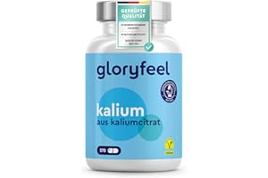 ‎GLORYFEEL Kalium - 270 Kapseln (+4 Monate) - 800mg elementares Kalium (Citrat) Hochdosiert - Für Blutdruck, Muskelfunktion und Nervensystem * - Vegan, laborgeprüft, ohne Zusätze in Deutschland hergestellt