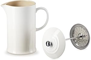 Le Creuset Cafetera de prensa de cerámica de gres, 1 L, Meringue, 60706087160003