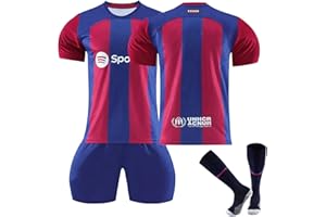 GENERIC Barcelone Camiseta de fútbol Niño,23/24 Equipacion Fútbol de Casa/Visitante,Nr.10 Juego de camisetas de Futbol infantil adulto,2024 Equipo de entrenamiento de fútbol Camiseta Pantalón corto y medias