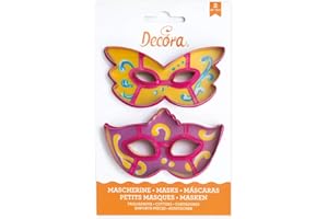 DECORA, 0255107 Kit d'emporte-pièces masque, Le kit idéal pour créer des décorations en pâte à sucre ou en pâte à gomme, Fabriqué en Italie, Design original. Ensemble de 2 pièces.