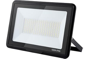 treoir 150w Flutlichtstrahler: 6000K Kaltweiß Superhell 15000LM IP66 Wasserdichter led strahler für Hinterhof/Stadion/Werkstatt Außenbeleuchtung