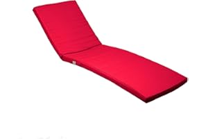 Deco Arts Coussin Bain de Soleil - Coussins Rectangulaires pour Chaise Longue - Coussin Déhoussable avec Traitement imperméable et Poignées de Transport - Certifié OEKO-TEX - 185x60x5 cm, Rouge piment