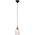 Eglo Tarbes Vintage/Retro Pendant lamp, Steel and Plastic Ceiling Light Coloured in Black and Copper, E27 Socket, Ø 17.5 cm/6.8 inches