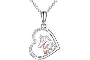 yiwaxice Horse Necklace for Girls Silver Love Heart Pendant Jewelry Birthday Christmas Gifts for Girlfriend Wife Mom Daughter Granddaughter Niece 18"