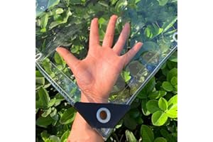 SDFVSDF Telone protettivo trasparente, per copertura impermeabile, in PVC, con occhielli, foglie e fiori, protezione antipioggia, 400 g/m², 2,4 × 3 m