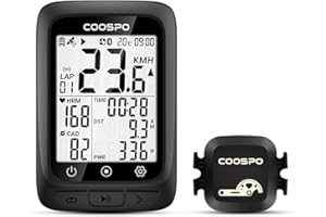 COOSPO BC107 GPS Computadora de Bicicleta Ant+/ BLE5.0, Ciclocomputador Bici Inalambrico IP67 Impermeable de 2,4" Retroiluminada Autonomía Pantalla