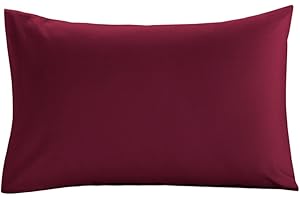 COTTON WORKS Valance Fitted Sheets Combed Poly-Cotton Plain Dyed Non Iron Percale Frilled Pleated Box Bed Sheet Bedding(Burgundy, Pillow Covers)