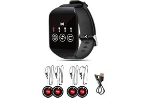 Bewinner 1 Watch and 4 Button Pagers for Restaurant, Wireless Nurse Call System Caregiver Pager, Long Range Customer Service for Hospital Hotel Restaurant Pager