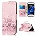 Produktbild Lonchee Schutzhülle / Cover / Handyhülle / Ledertasche / Brieftasche Etui für Samsung Galaxy S7 Marmormuster Gemalte Muster Design Folio PU Leder Tasche Case Hülle im BookStyle mit PU Leder Hülle Wallet Case – Rosengold
