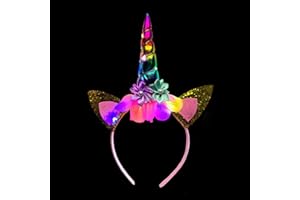 BF Souvenirs Cerchietto per capelli a forma di unicorno, a LED, colorato, lampeggiante, luminoso, per feste di compleanno per bambini, principessa, fantasia, feste per bambini, carnevale