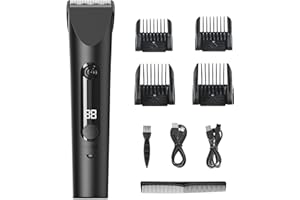 4UMOR Haarschneidemaschine Profi 6H Betriebszeit 9 präzisen Längeneinstellungen wiederaufladbar Haarschneider Herren mit LED Display Haarschneider wasserdicht für Männer Schwarz