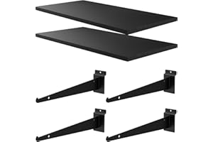 BeapTcely Großes Holz-Slatwall-Regal, 61 x 30 cm, Slatwall-Regale mit Metallhalterungen, robustes Lamellen-Wandregal, Zubehör für Garage, Haus (2 Stück, 60 cm T x 30 cm B x 2 cm H)