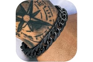 Richsteel Bracelet Homme Plaqué Or/Noir/Acier Inoxydable 19/21/23cm de Longueur - Chaîne Gourmaette Maille Grosse 8/12/17mm de Largeur, Cadeau Bijoux Punk pour Homme Garçon