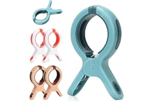NAKUTITA Große Klammern, Strandtuch Clip Windbeständig, Jumbo Größe Strandtuch Clips, Große Wäscheklammern für Tägliche Wäsche, Strandtuch, Badetuch, Bettwäsche und Dicke Kleidung(6 Stück)