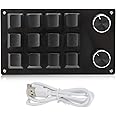 Pongnas One Handed Macro Mechanical Keyboard, 12 Key Multifunction DIY Programmable Keypad for Office Gaming Lab(full black)