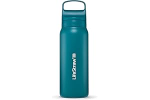 ‎LIFESTRAW LifeStraw Go Serie - Isolierte Edelstahl-Trinkflasche mit Wasserfilter 700ml für die Reise & jeden Tag - entfernt Bakterien, Parasiten, Mikroplastik + verbesserter Geschmack, Laguna Teal (petrol)