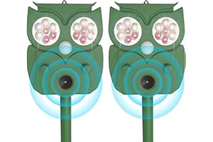 HULAXILOTI Répulsif Chat Extérieur,Repulsif Chat Ultrason 2 Pièces, Étanche IP65, Fréquence Réglable pour Repousser Les Chats errants, Pigeons, Cerfs et Autres Animaux