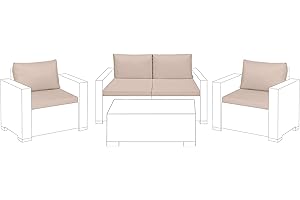 GARDENISTA Lot de 8 coussins d'assise pour Keter Allibert California ; ensemble de mobilier de jardin ; de remplacement ; pierre