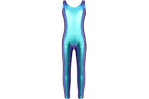 Alvivi Maillot Elástico de Gimnasia Rítmica para Niña Maillot Metálico de Patinaje Artístico Mono Completo de Gimnasia Disfraz de Bailarina Niña 3-16 Años