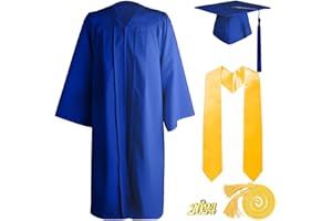 Suffolly Graduation Gown Graduation Cap Unisex 4pcs Graduation Gown and Cap Set 2024 Year University Women Teen Bachelor High School Universities for Adults Black Royal Red