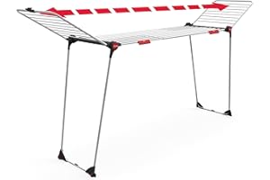 Vileda Infinity Flex Tendedero Grande, Estante Telescópico Extensible, Secadora ya Montada, Alas Altas