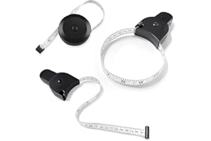 CQQNIU Set di 3 metri a nastro, include metro a nastro telescopico automatico con manico e metro a nastro rotondo, funzione retrattile con perno di bloccaggio e pulsante, 150 cm, colore: nero