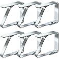 Blooven Tablecloth Clips 6 Pack Stainless Steel Table Cover Clamps Table Cloth Holders, for Tables of 2.5-4 cm Thick (5.5 cm x 6 Pack)