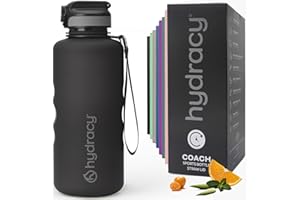 Hydracy Gourde d'Eau 2L sans BPA, Bouteille avec Marqueur de Temps, Paille et Verrouillage Sécurisé - Housse en Néoprène, Étanche, Anti-Fuite, Réutilisable, Légère - Idéal pour Sport, École, Travail