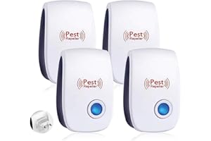 YOUNLEN Repellente Ultrasuoni Per Ratti, Zanzare, Per Uso Interno Ed Esterno, per Topi, Formiche, Ragni, Scarafaggi, Ecc. (Confezione Da 4)