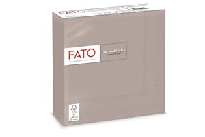 Fato - Jednorazowe serwetki papierowe, idealne na obiady i bufety, opakowanie 50 serwetek, rozmiar 33 x 33, złożone 4, 2-warstwowe, kolor taupe, 100% czysta celuloza, certyfikat FSC