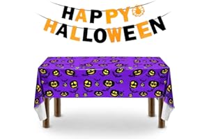 AURASKY Mantel de Murciélago de Halloween, Mantel de Halloween de Terror Calabaza,Halloween Banner, Mantel de Plástico Impermeable, Decoración de Fiesta de Halloween para Decoracion Mesa Casa Mesa Jardín