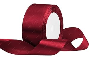 RIBONIES Nastro di raso Rosso vinaccia, 40mm x 22 Metri Nastri in tessuto solido per confezioni regalo, bouquet di fiori, artigianato e decorazione di feste nuziali
