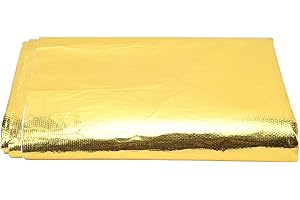 BANAPOY Lámina reflectante de barrera térmica, Escudo Térmico Autoadhesivo para Altas Temperaturas, rollo adhesivo reflectante del calor, para protección de mangueras de automoción, 39x47 (Oro)