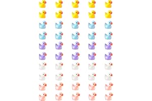 Dorart Home 50pcs Mini Patos de Resina, 5 Colores Patos de Resina Miniatura Mini de Animales Juguetes de Pato para Jardines en Miniatura, Acuarios, Casas de Muñecas, Jardín de Hadas