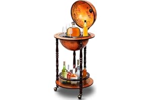 ‎GOPLUS GOPLUS Globus Bar Barwagen, Globusbar Weltkugel, Minibar Globus, Weltkugel bar Globus,Weinregal, Hausbar, Flaschenregal, Dekobar, Cocktailbarmit Rollen, 88 x 45 cm, Farbwahl (Braun)