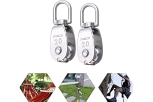 DREAM AURORA 2 Piece 20 mm Single Pulley Block,Heavy Duty Pulley Roller in 304 Stainless Steel，360° Swivel Pulley Wheel Washing Clothes Line Pulley Loading 75KG/165lb for Indoor Outdoor