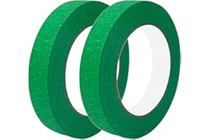 Qrity 2 Nastro in Carta per Mascheratura, 10mm x 50m, Nastro di Carta, per Imbianchino, Mascheratura, Verde
