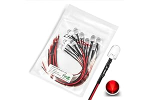 [Fil UL] Chanzon 10 pcs Pré-câblés 10mm Rouge LED Diode Lumières (Lentille Transparente Ronde DC 12V) avec 680 ohms 1/4 W Résistance et 24 AWG Fil Indicateur Lumière Emitting Diodes Éclairage 10mmled