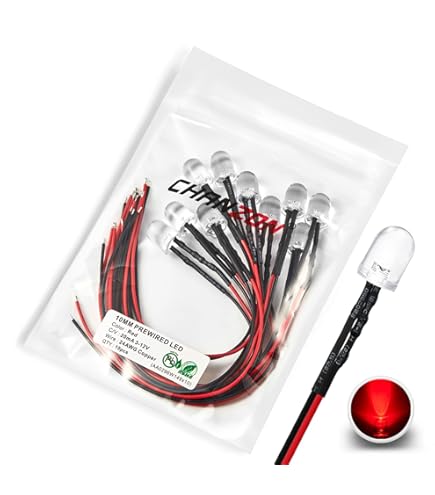 Fil Ul] 5 Pcs 8Mm Montage Sur Panneau + 5Mm Led Rouge Lampe