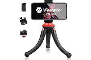 Fotopro Handy Stativ Flexibel Smartphone Stative Kamera Stativ mit Bluetooth Fernbedienung Mini Tripod Handy Halter Halterung für iPhone Samsung Huawei und Action Cam (UFM)