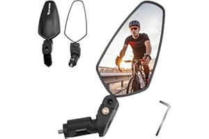 ZOOTSING Specchio per Bicicletta Extra Large,Regolabile Ruotabile e Pieghevole a 360°, Specchietto Retrovisore per E-Bike, Mountain Bike, Manubrio Bici da Corsa