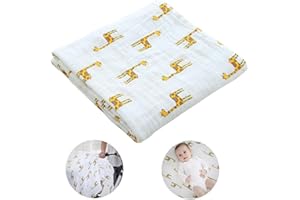 BuxiuGK Baby Muslin Cloths Soft Bamboo Cotton Baby Swaddle Blanket Muslin Squares for Baby Girl or Boy,120cm X 110cm/47"x43",Giraffe