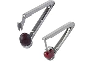 Westmark Set: 1 Dénoyauteur à Cerises + 1 Dénoyauteur à Prunes pour des Fruits prêts à être Cuisiner, Aluminium, Revêtement alimentaire, Lame en Acier inoxydable, Kernex et Steinex, Argenté, 401022E6