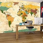 Plustablo Current Political World Map Special Design Wallpaper 130x216 Cm.
