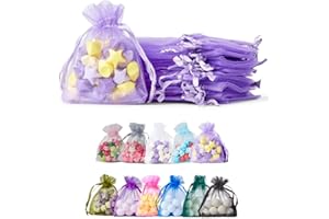 ‎SOUL PROJEKT Soul Projekt [50 Stk.] Organzasäckchen mit Kordelzug für Hochzeiten, Schmuck, Geburtstage, Bastelarbeiten, Kristalle, Süßigkeiten, Gastgeschenke. Hellviolett Organza Bags Light Purple 7x9 x50